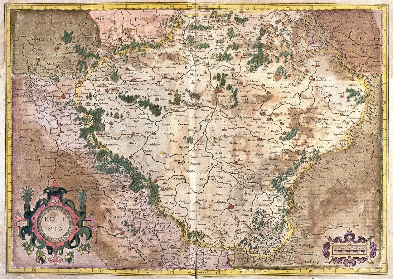 Praga, República Checa (gravura de Gerardus Mercator