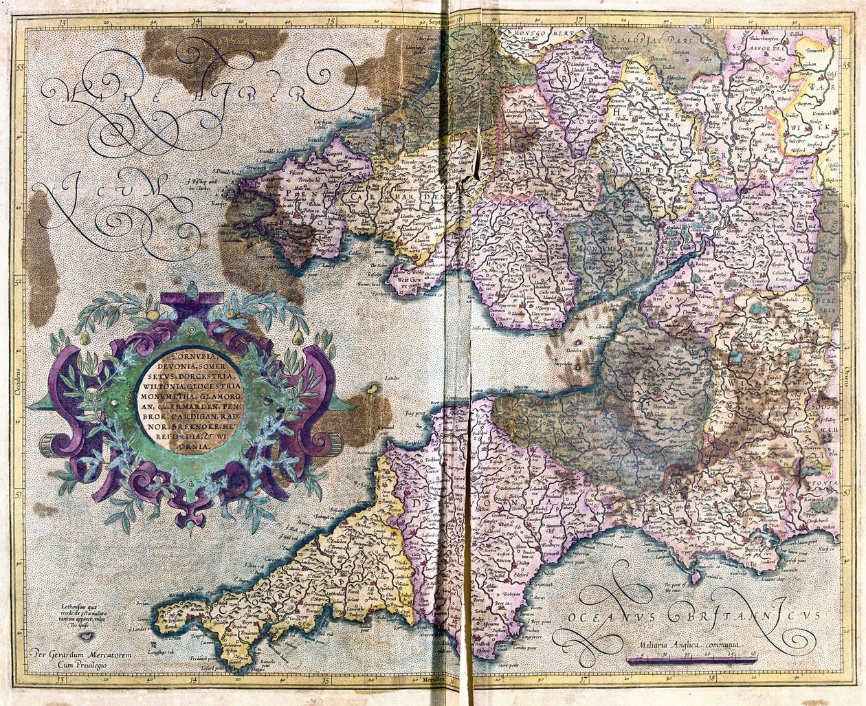 Sudoeste da Inglaterra (gravura de Gerardus Mercator