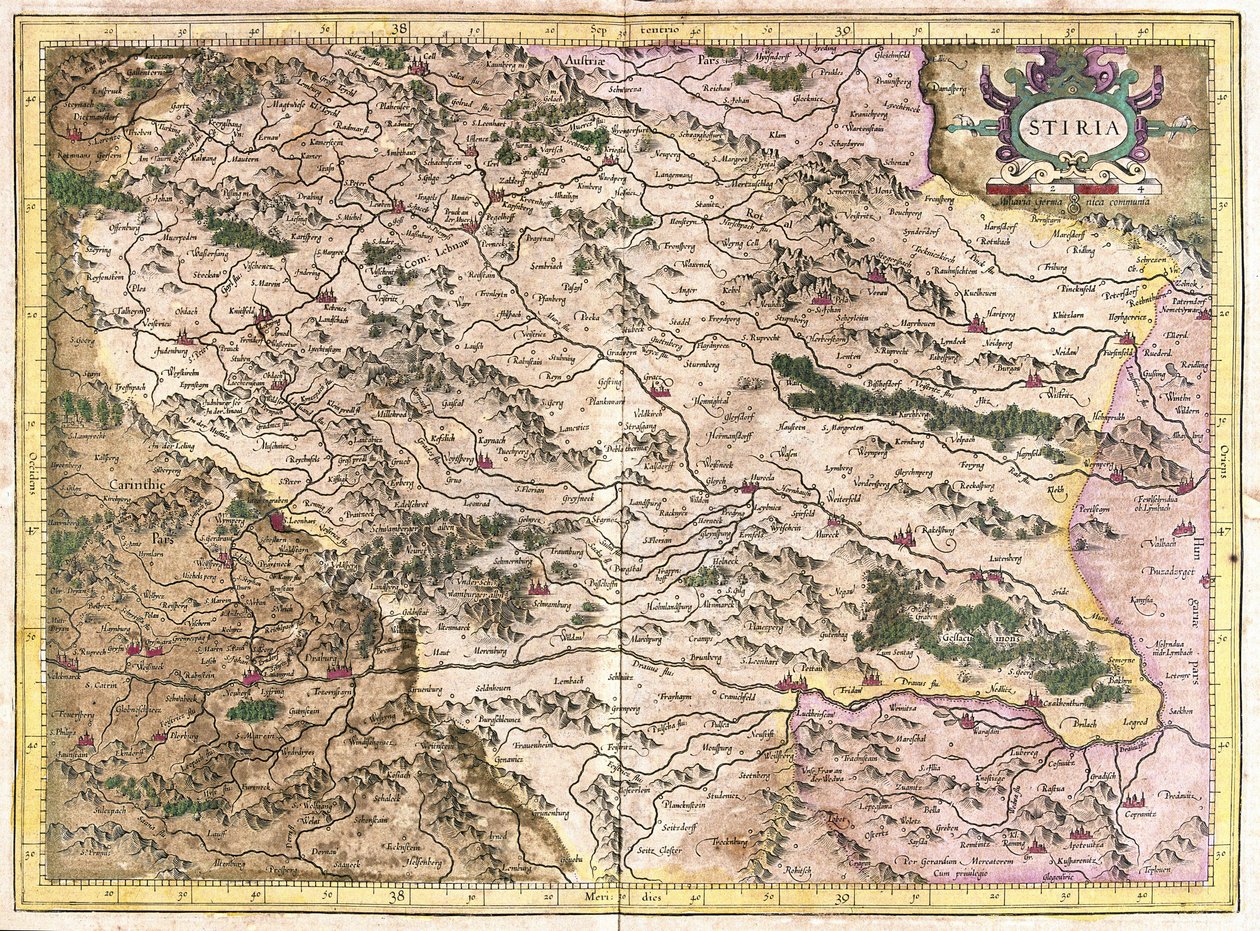 Steiermark, Áustria (gravura de Gerardus Mercator