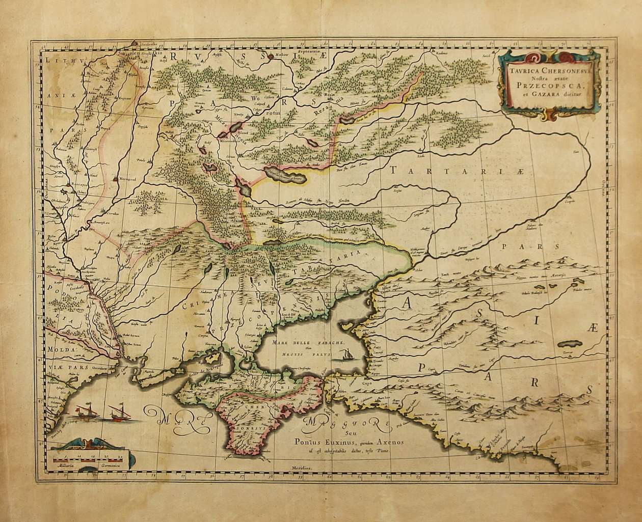Taurica Chersonesus. Mapa da Crimeia, 1595 de Gerardus Mercator