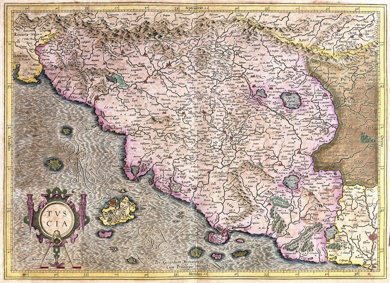 Toscana, Itália (gravura de Gerardus Mercator