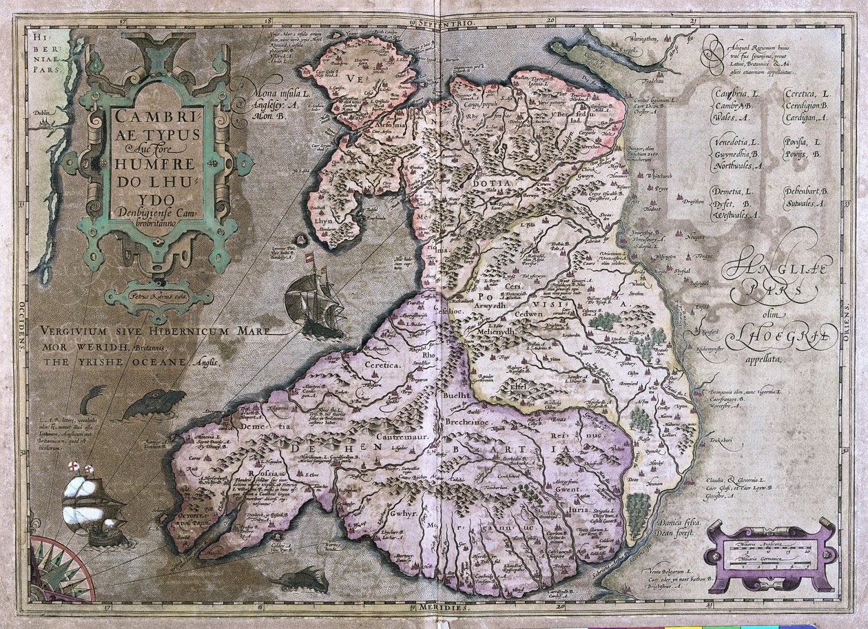País de Gales, Grã-Bretanha (gravura de Gerardus Mercator