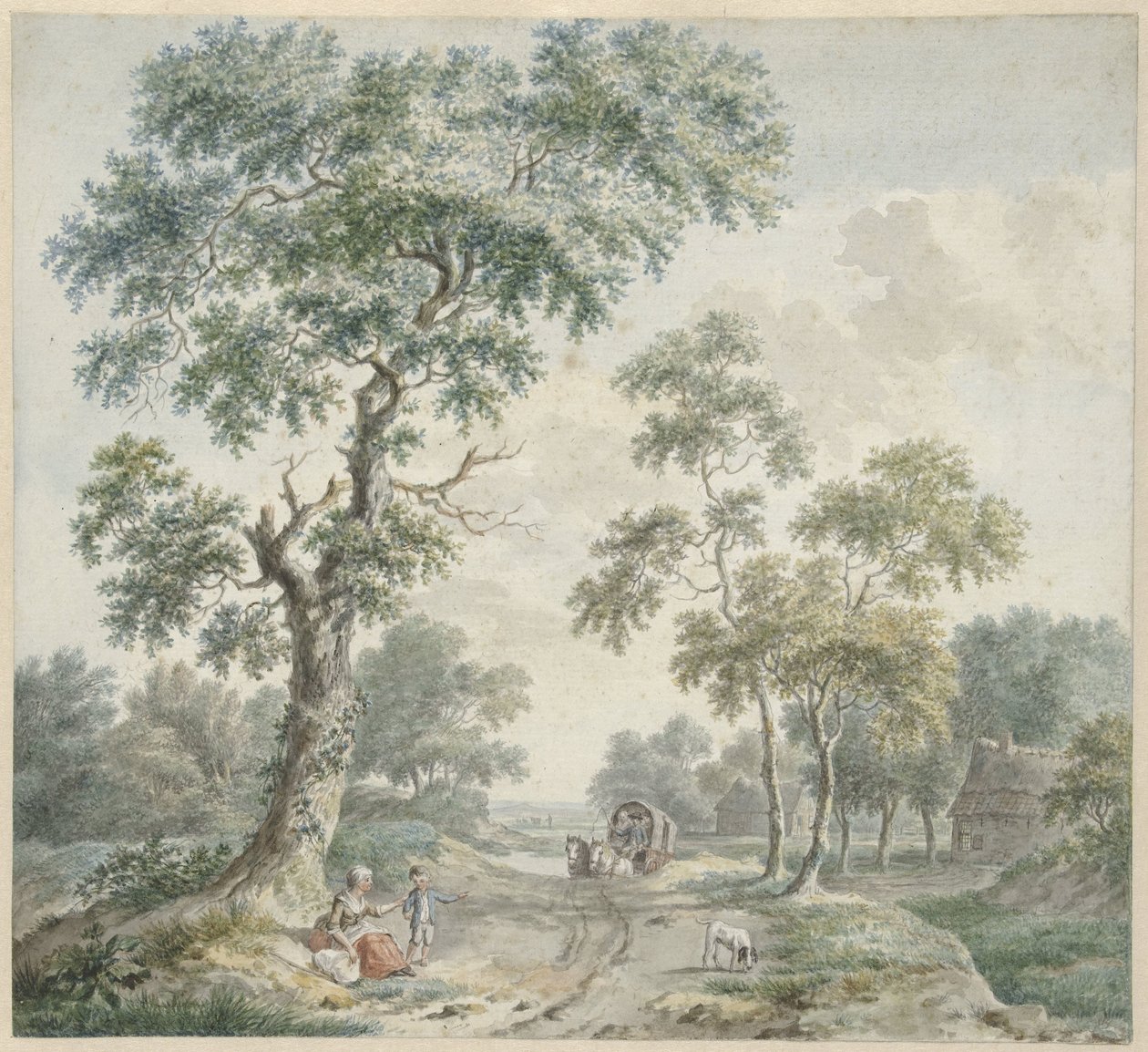 Boszoom com quintas e um caminho de areia de Gerardus Wieringa