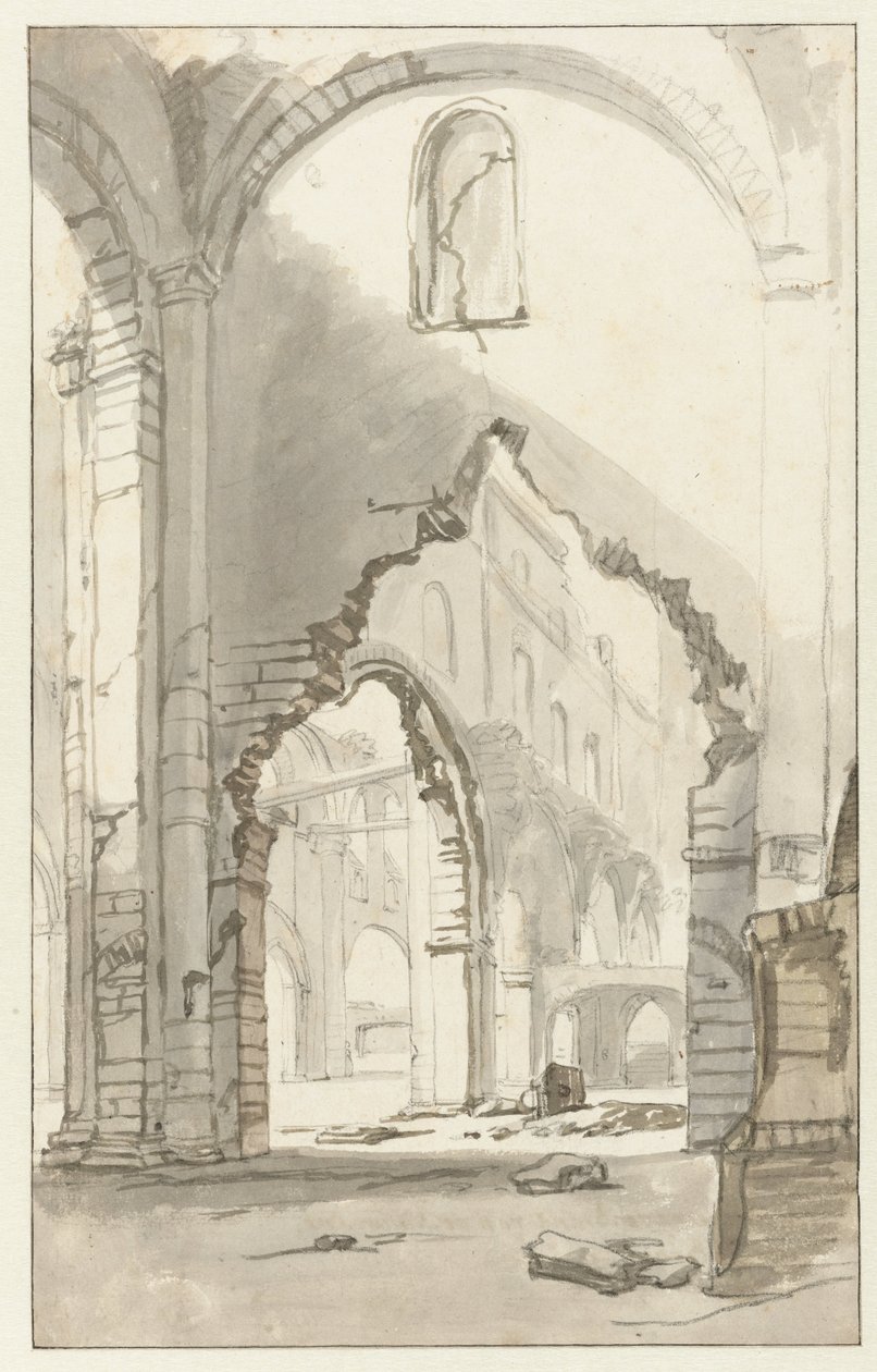 Interior do Nieuwe Kerk em Amesterdão, após o Grande Incêndio de 1645 de Gerbrand van den Eeckhout
