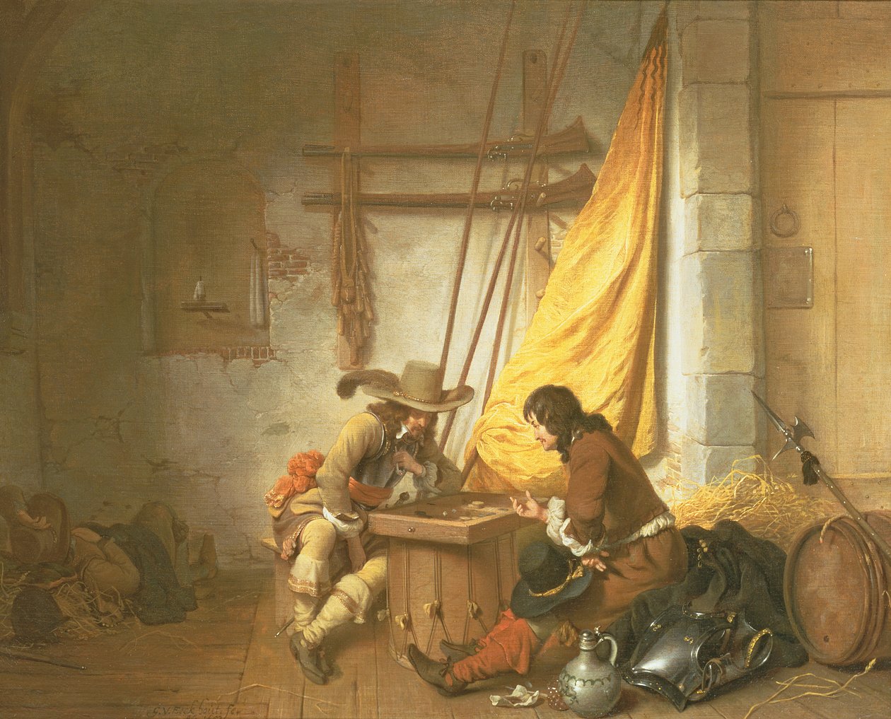 Soldados que jogam Tric-Trac, 1653 de Gerbrand van den Eeckhout
