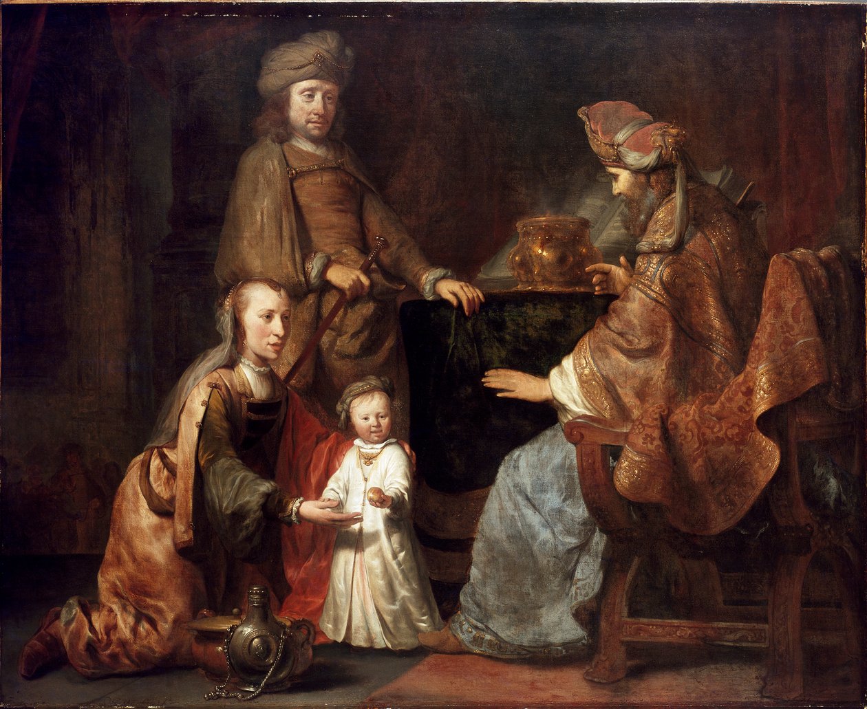 O infante Samuel trazido por Hannah para Eli, início da década de 1660 de Gerbrand van den Eeckhout