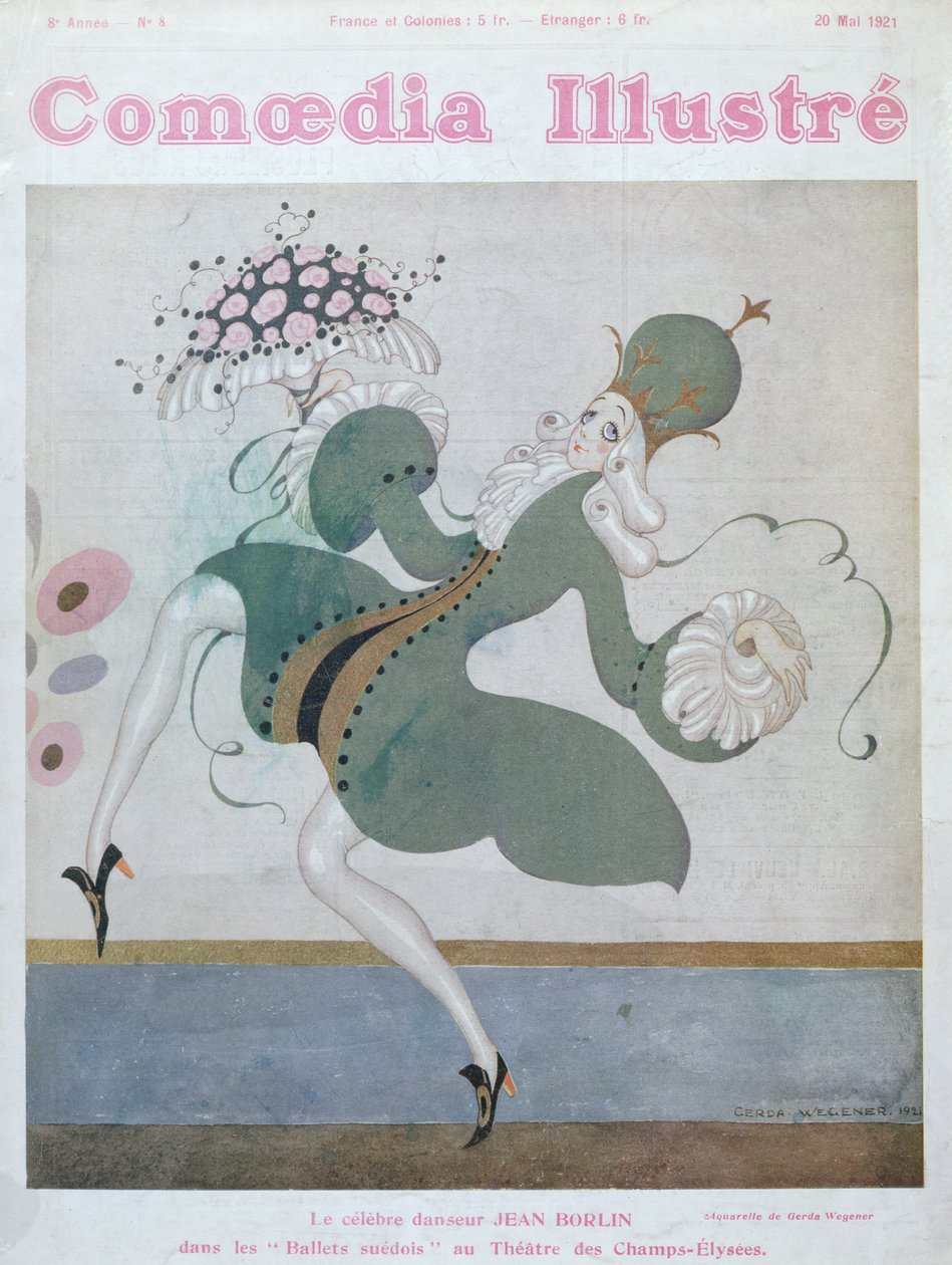 Jean Borlin (1893-1930) estrela do Royal Swedish Ballet, da capa do &39;Comoedia Illustre&39;, maio de 1921 de Gerda Marie Frederike Wegener