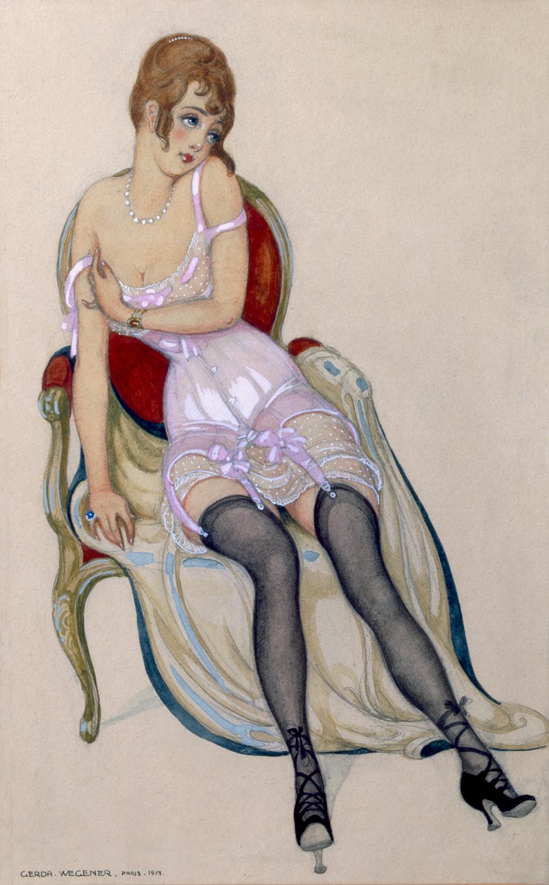 Senhora em roupa interior de Gerda Marie Frederike Wegener