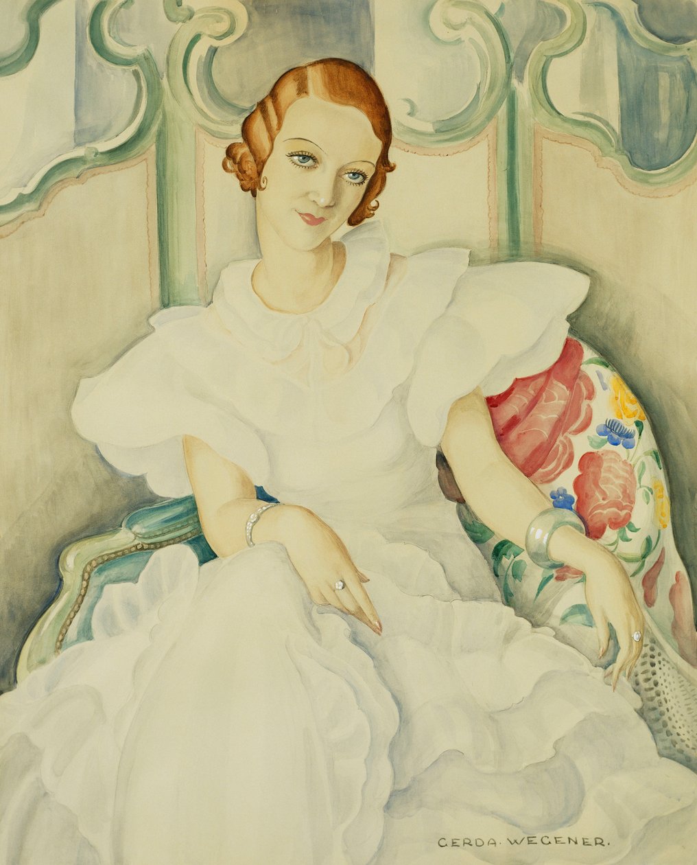 Retrato de uma senhora, meio comprimento de Gerda Marie Frederike Wegener