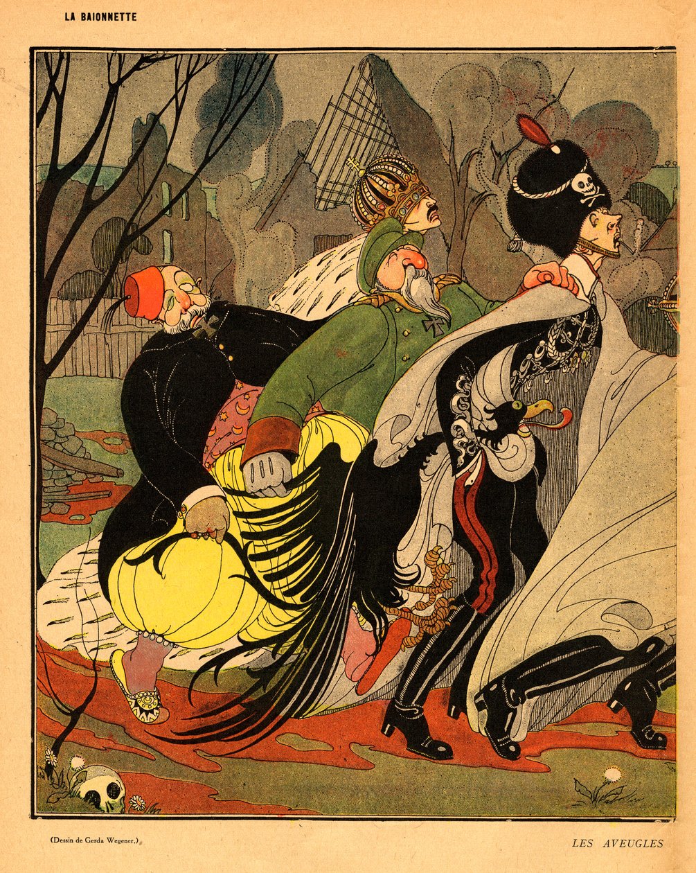 O Baionete, Satirical em Cores de Gerda Marie Frederike Wegener
