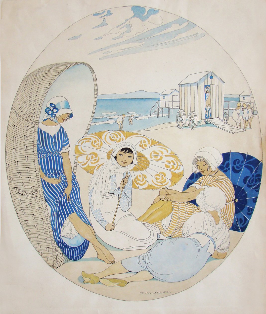 Conversando na praia dinamarquesa de Gerda Wegener