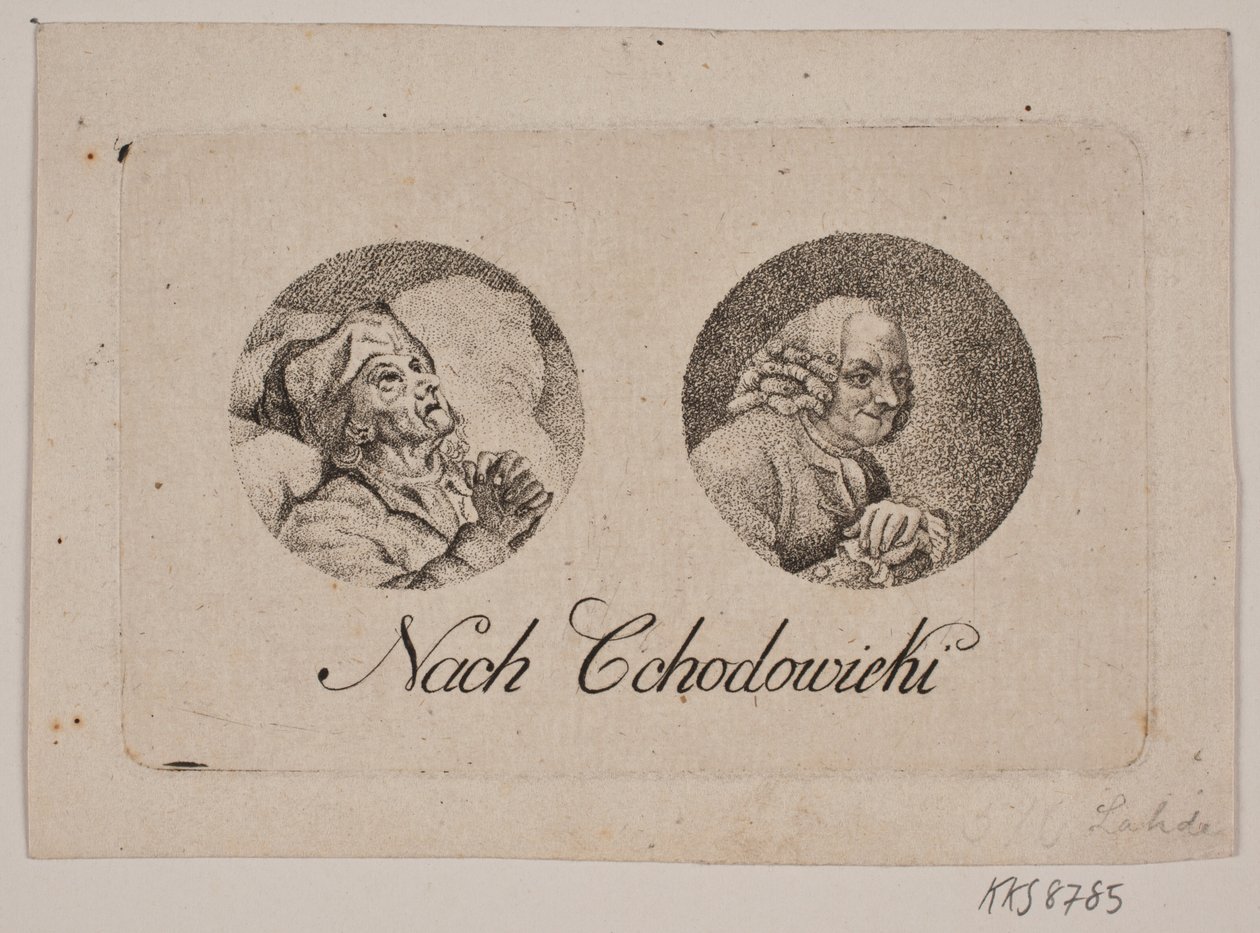 Folha com dois retratos de tondo de Gerhard Ludvig Lahde