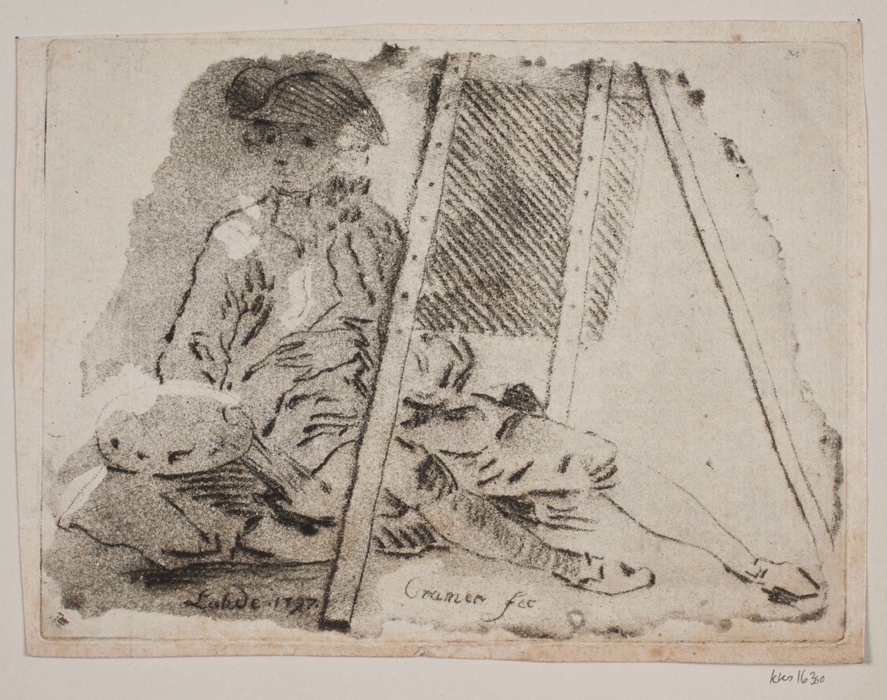 Um pintor (Juel) em seu cavalete de Gerhard Ludvig Lahde