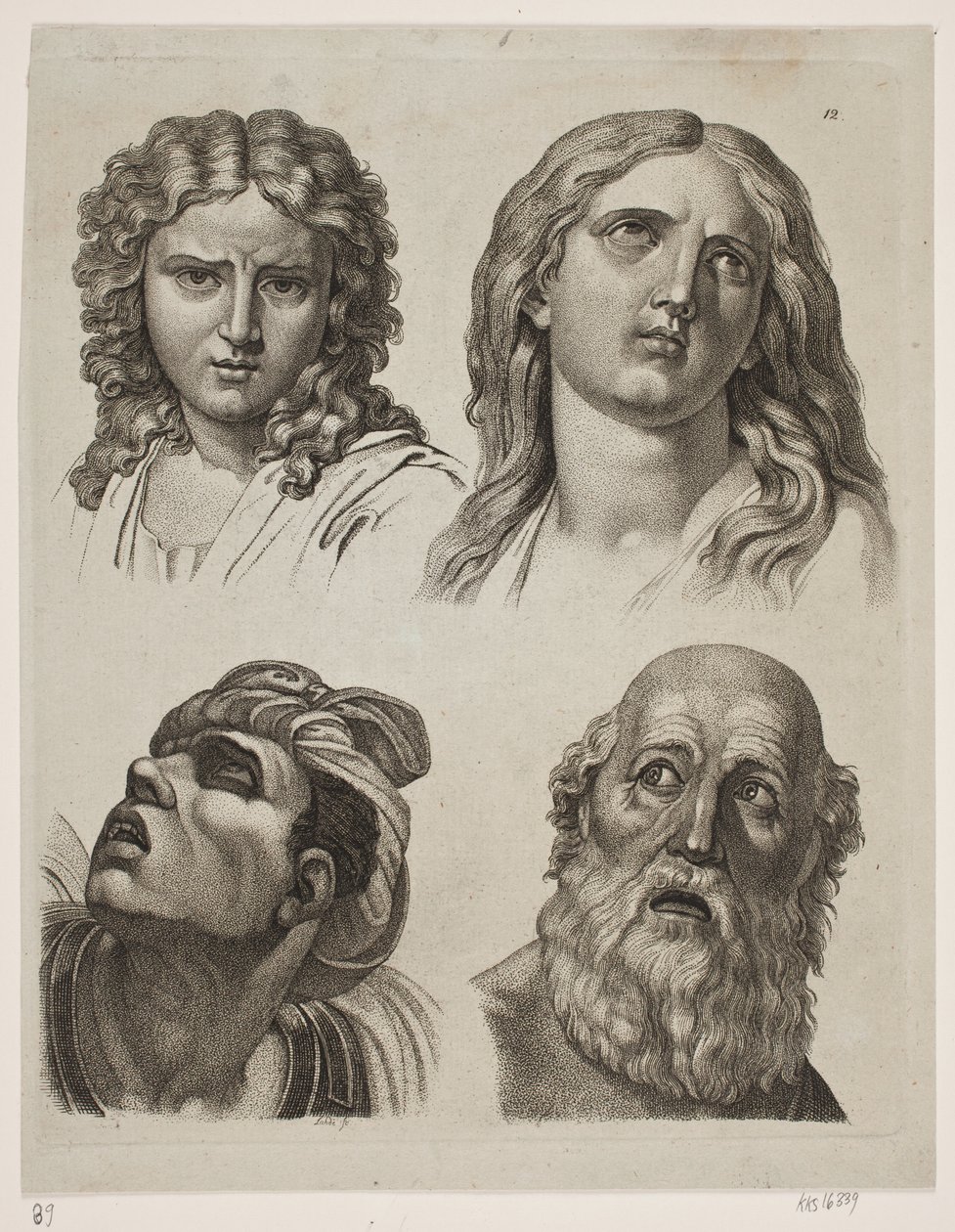 Quatro cabeças de estudo após fotos italianas de Gerhard Ludvig Lahde