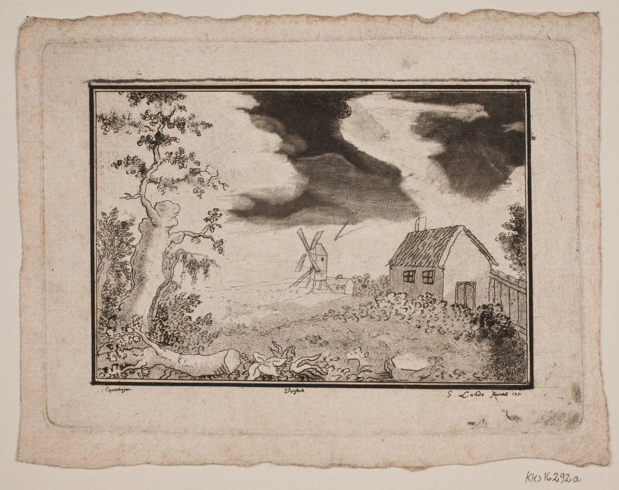 Paisagem com casa e moinho de Gerhard Ludvig Lahde