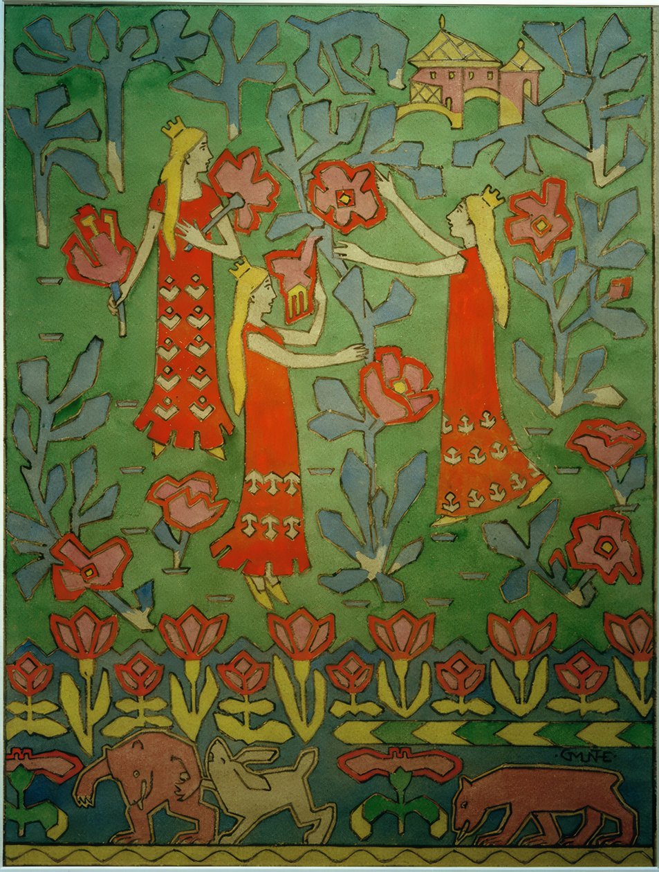 Três princesas no jardim de conto de fadas de Gerhard Peter Frantz Vilhelm Munthe