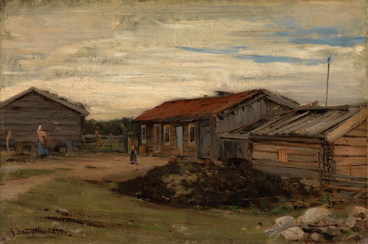 Um pátio com anexos cinzentos de Gerhard Munthe
