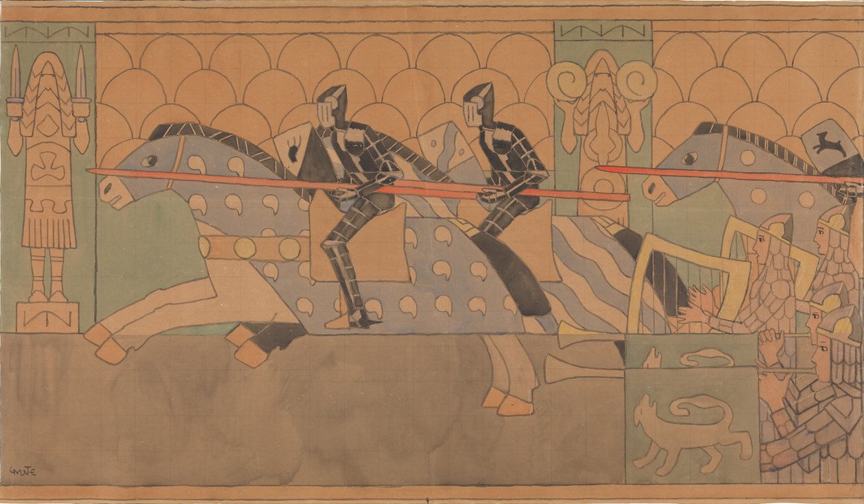 Desenho folclórico, 1895-1898. de Gerhard Munthe