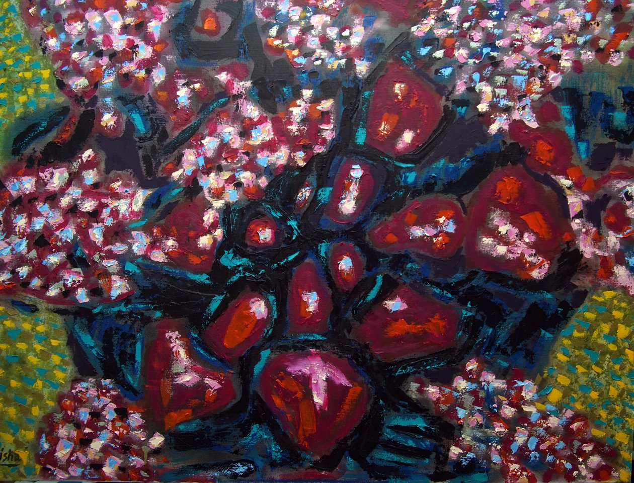 Floral abstrato I, 2023 (óleo sobre tela) de Gerhardt Isringhaus
