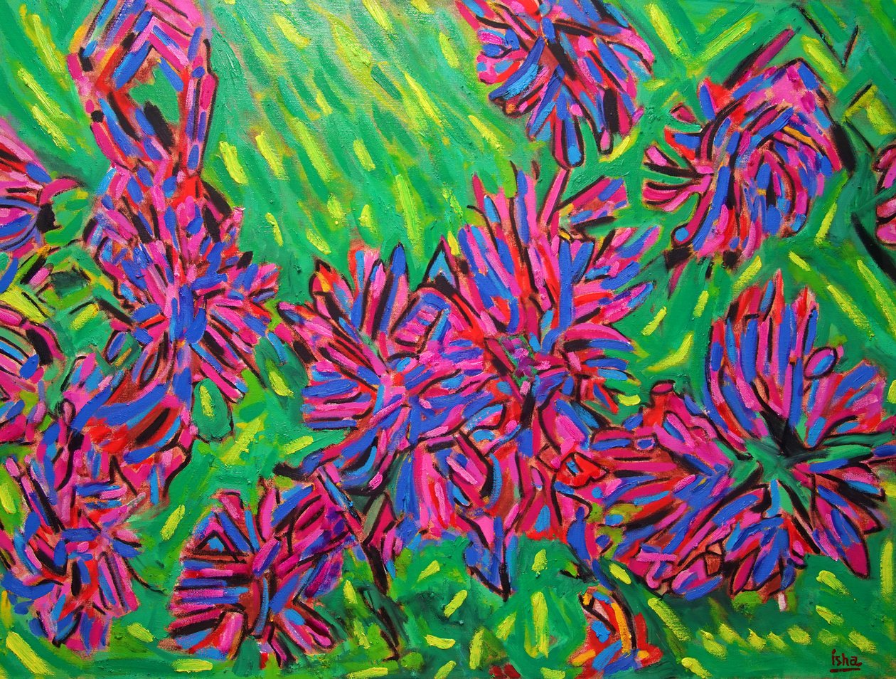 Flores imaginárias abstractas, 2021 (óleo sobre tela) de Gerhardt Isringhaus