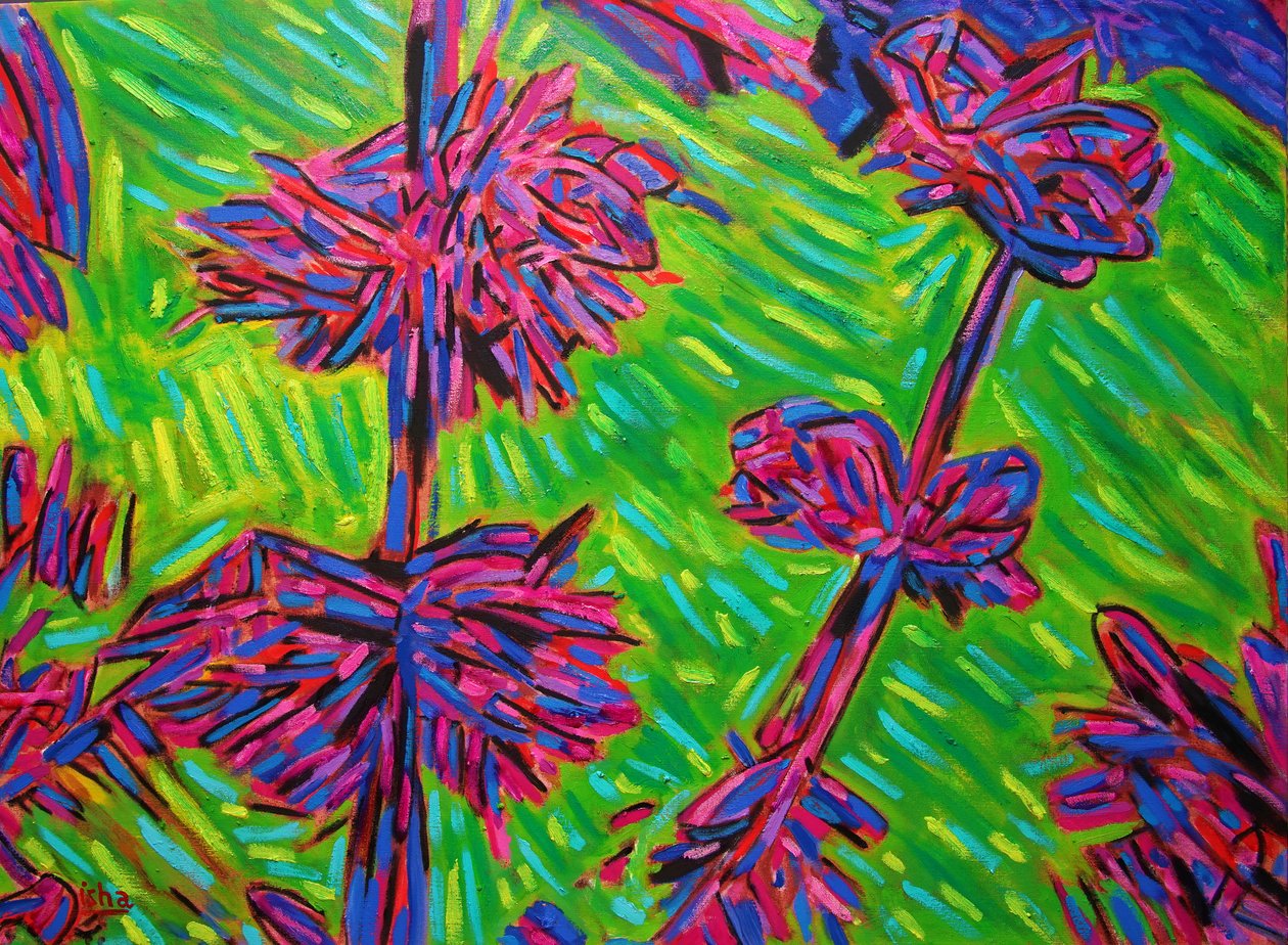 Flores imaginárias abstractas, 2021 (óleo sobre tela) de Gerhardt Isringhaus