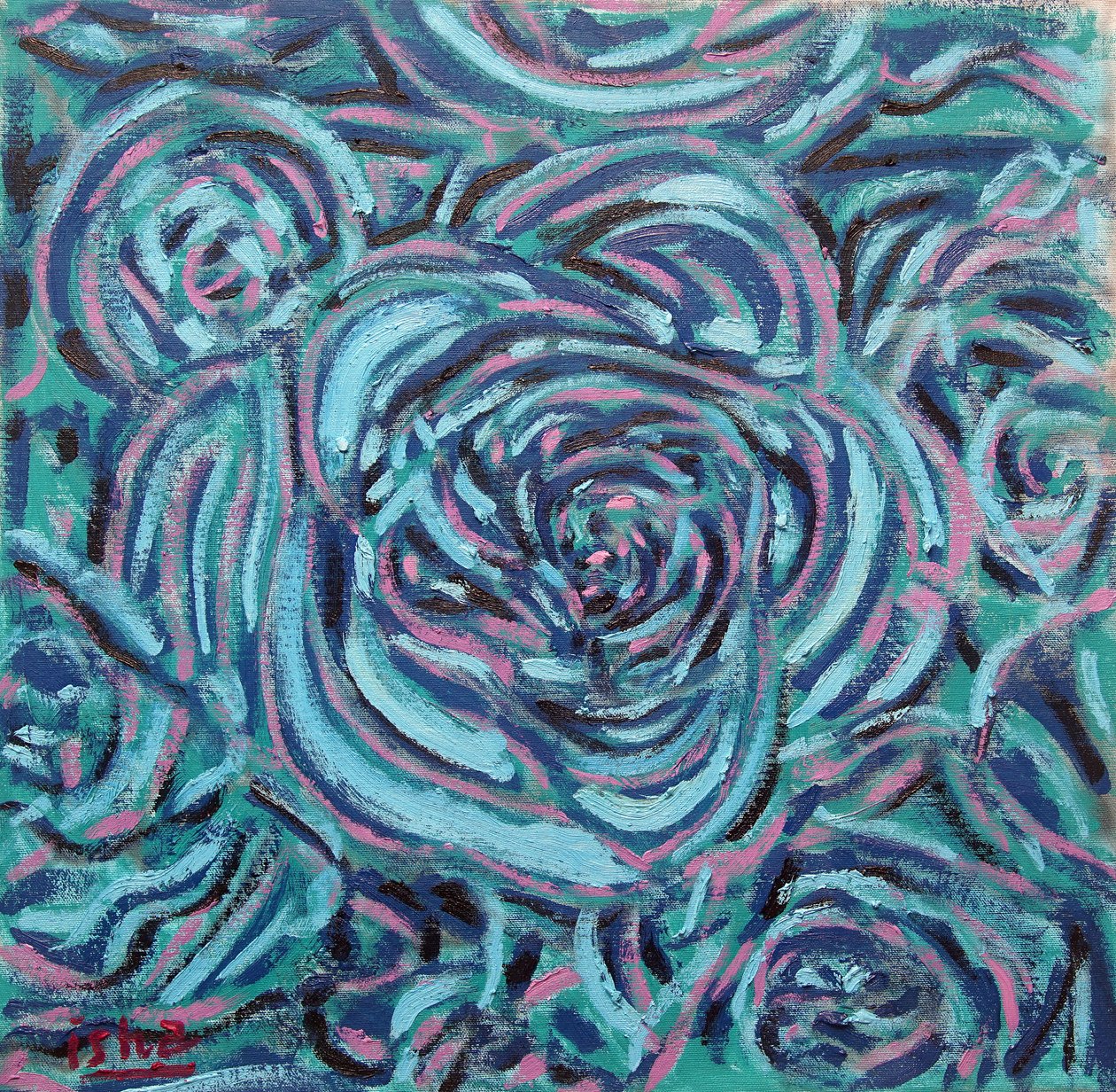 Rosas azuis, 2024 (óleo sobre tela) de Gerhardt Isringhaus