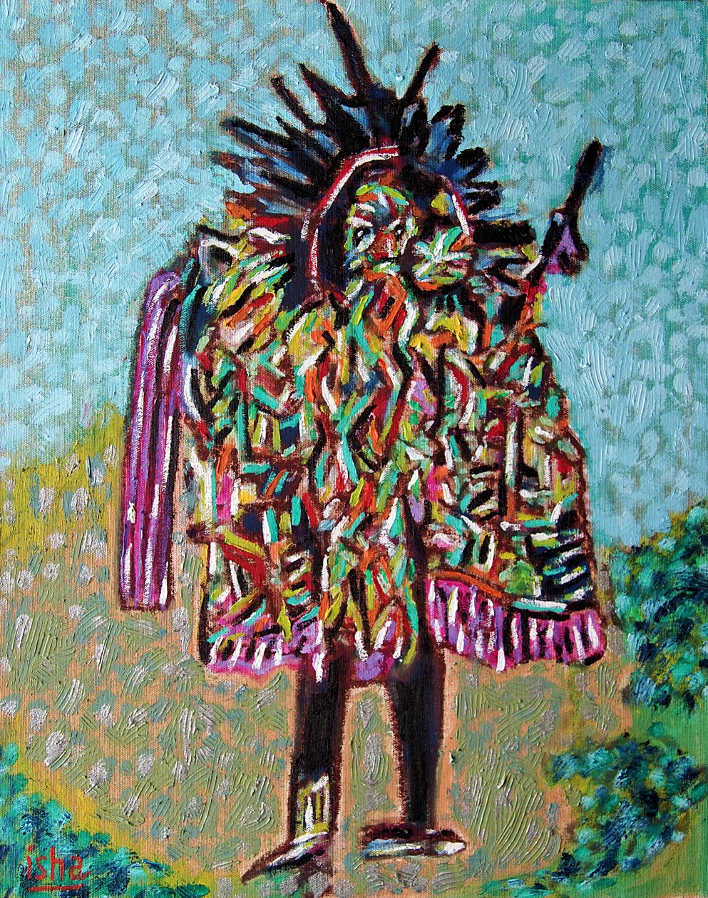 Xamã Camaleão, 2020 (óleo sobre tela) de Gerhardt Isringhaus