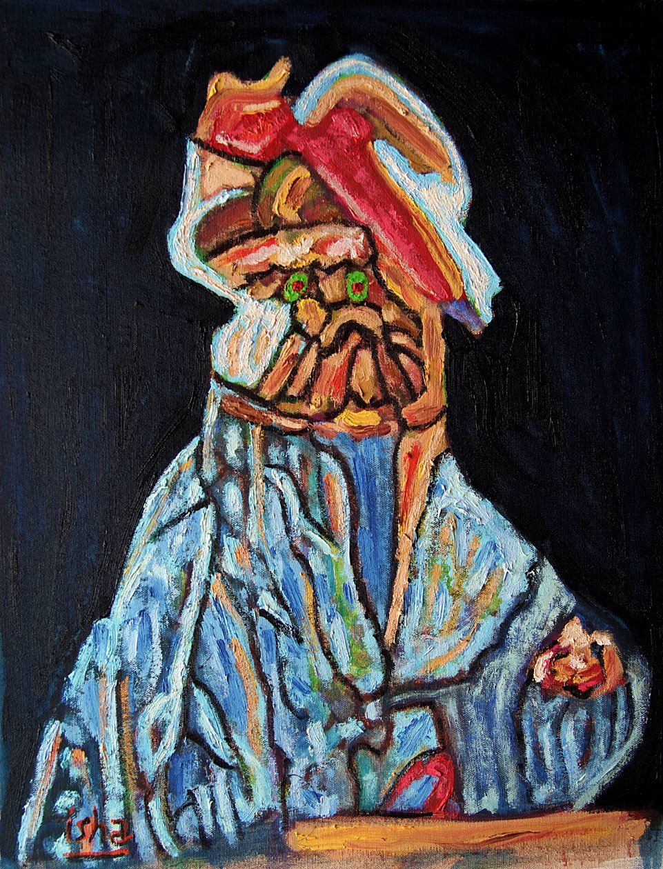 Xamã cão com olhos de azeitona, 2022 (óleo sobre tela) de Gerhardt Isringhaus