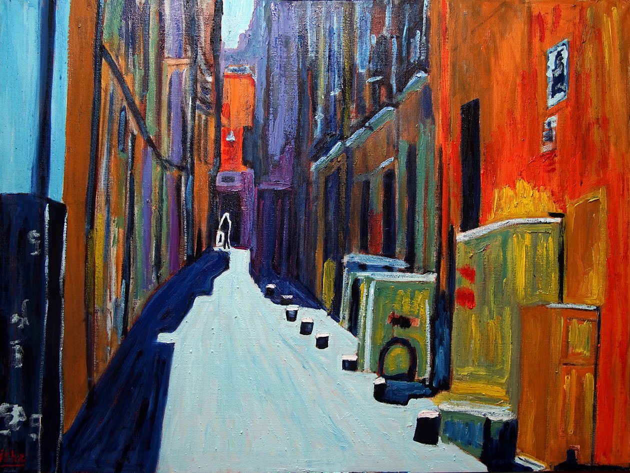 Viajante no beco, 2020 (óleo sobre tela) de Gerhardt Isringhaus