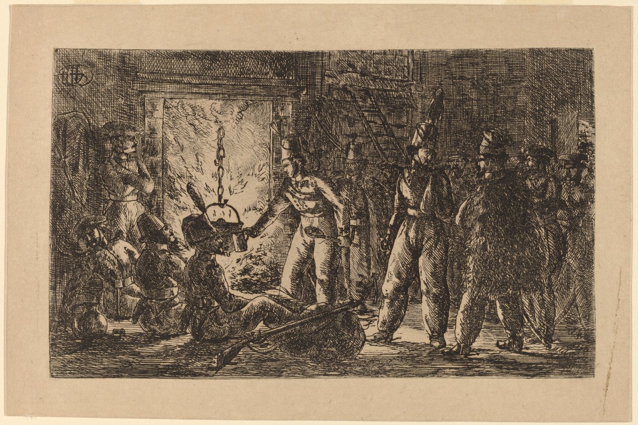 Cossacos diante de uma lareira [reto] de Gerhardus Emaus de Micault