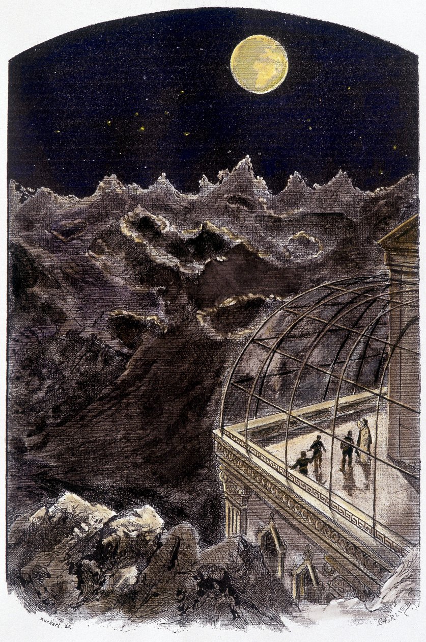 Pessoas na Lua observando a Terra - doentes. de Gerlier, em "Un monde inconnu: 2 ans sur la lune" de Pierre de Sélènes, ed. Flammarion de Gerlier Gerlier