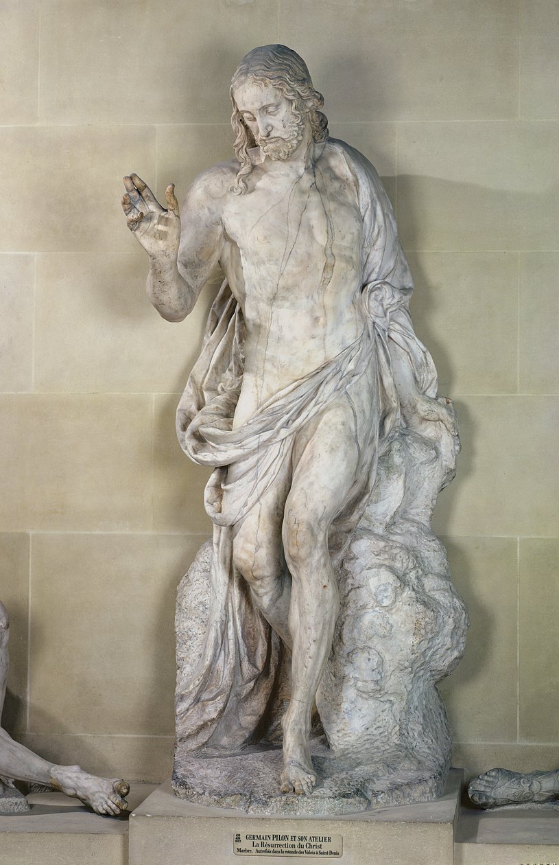 A ressurreição, detalhe de mármore de Cristo de Germain Pilon