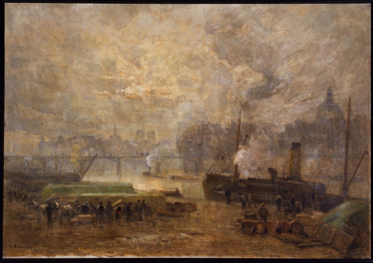 O Sena em Port Saint-Nicolas, cerca de 1900 (óleo sobre tela) de Germain Eugene Bonneton