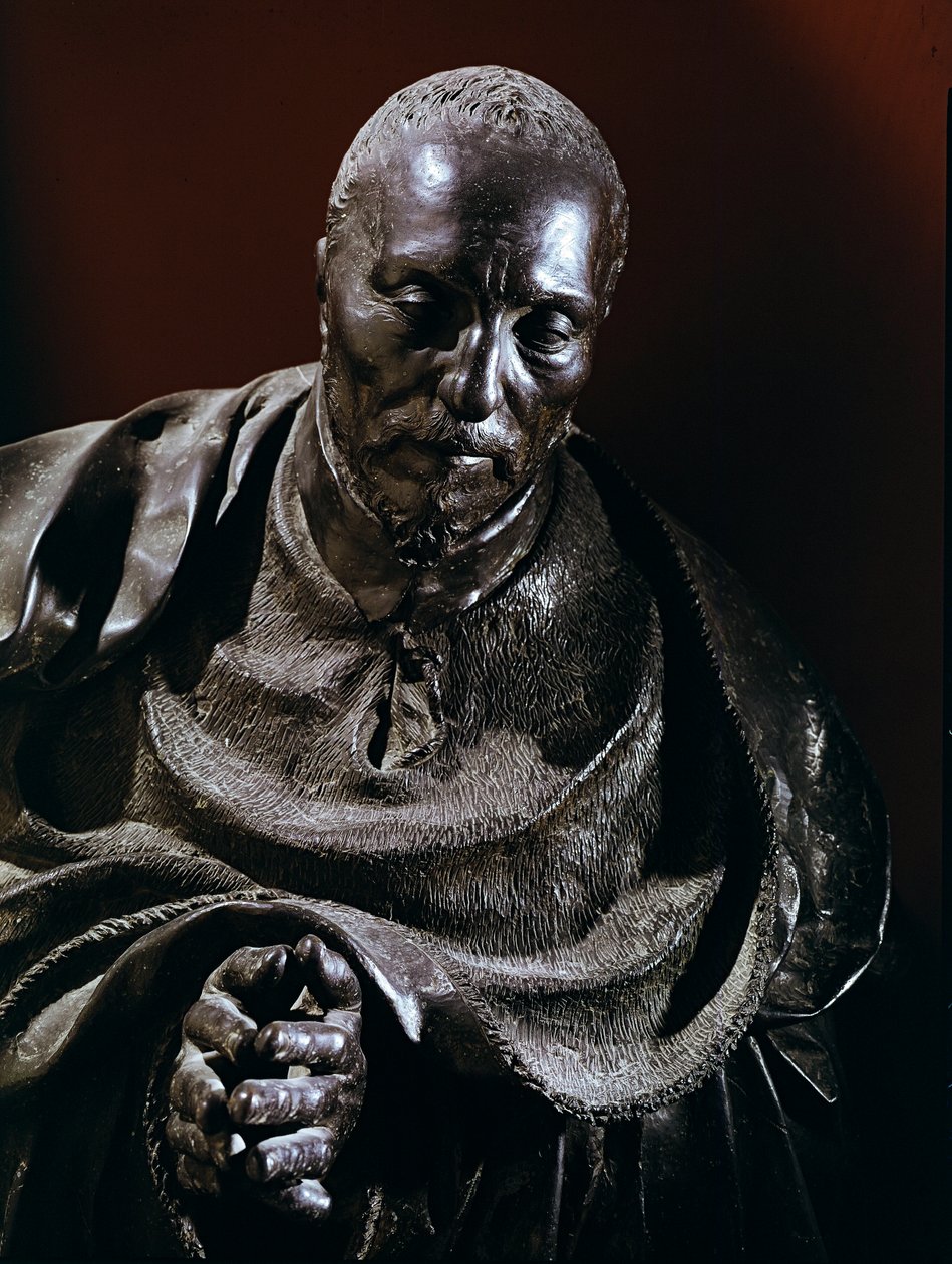 Cardeal Rene de Birague. Detalhe da escultura de bronze de Germain Pilon