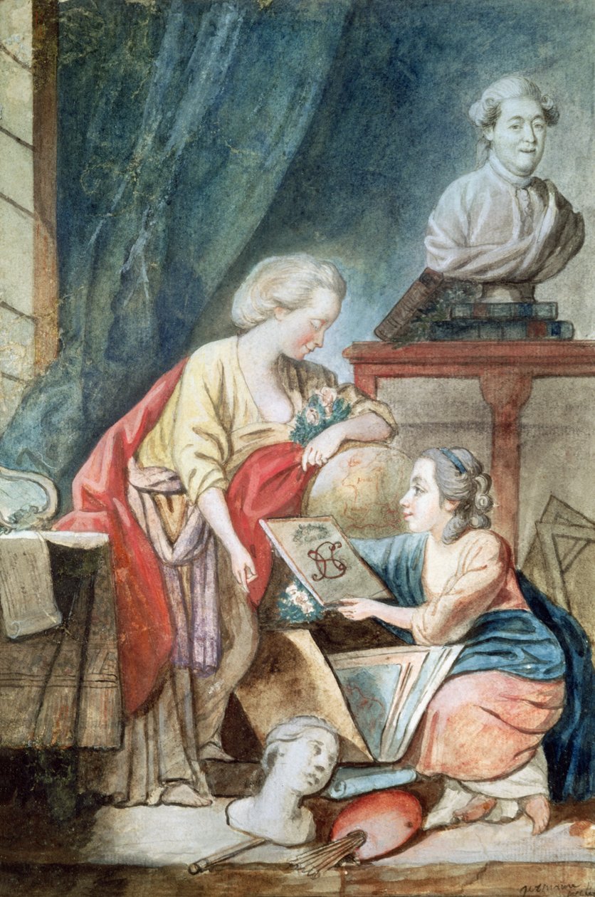 A família Necker em 1780 (pastel, guache e wc no papel) de Germaine Necker
