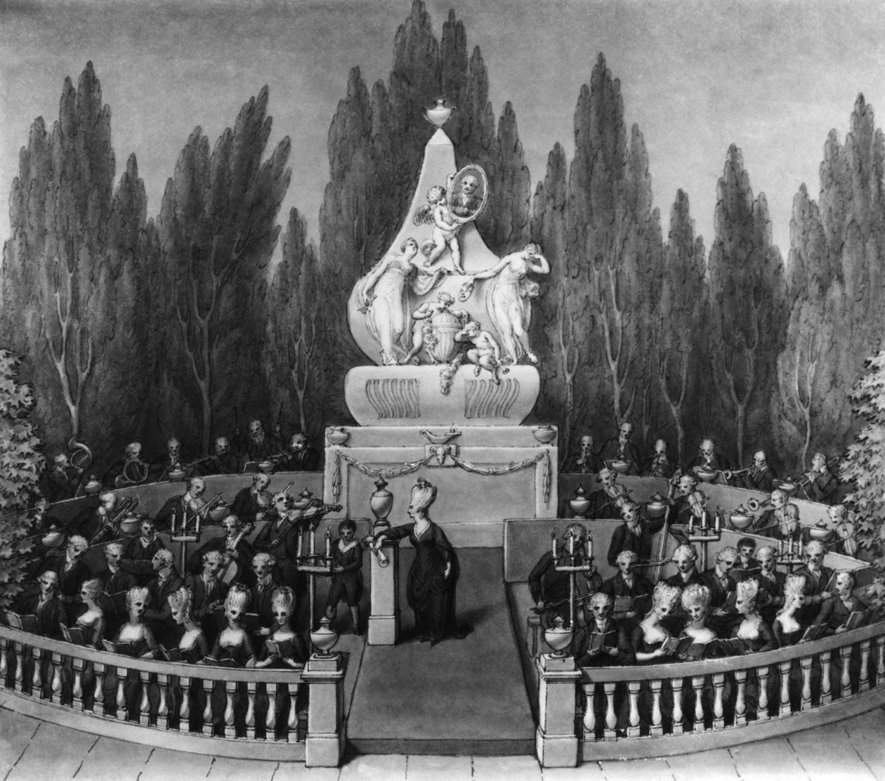 Um concerto (caneta, tinta e papel lavado) de German School