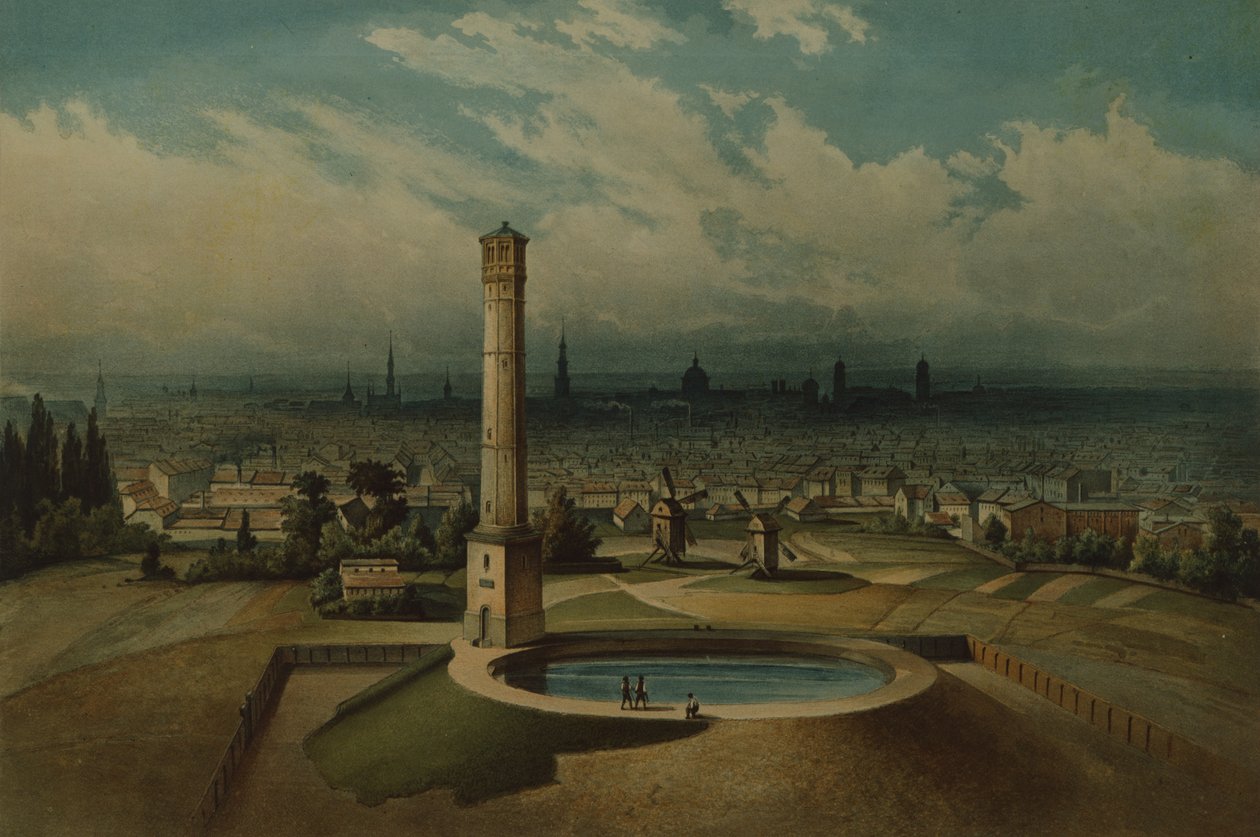 Sistema hidráulico de Berlim, c.1860 (wc no papel) de German School