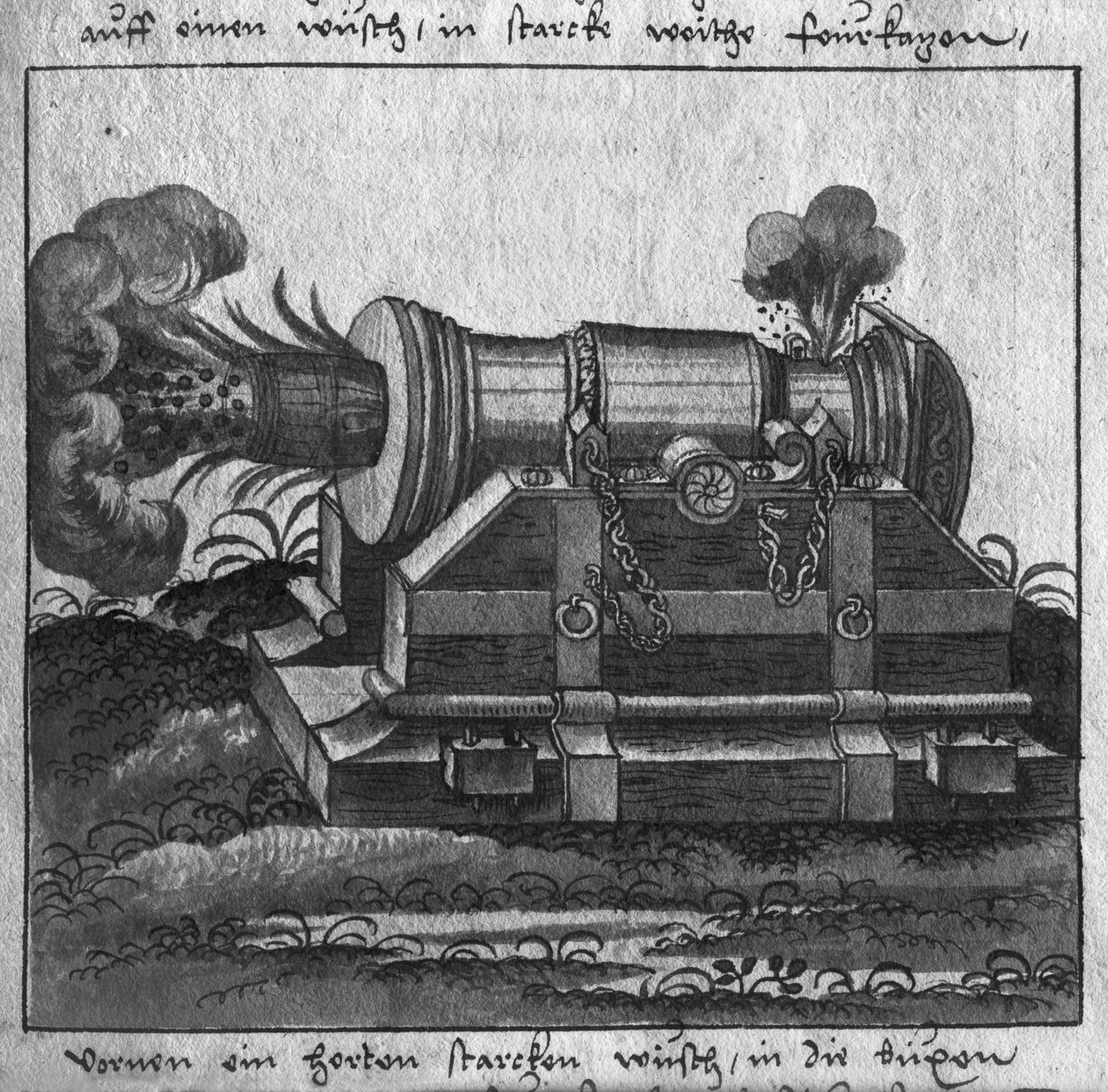 Canhão, ilustração de &39;L&39;Art de l&39;Artillerie&39; por Wolff de Senftenberg, final do século XVI (lápis e wc no papel) de German School