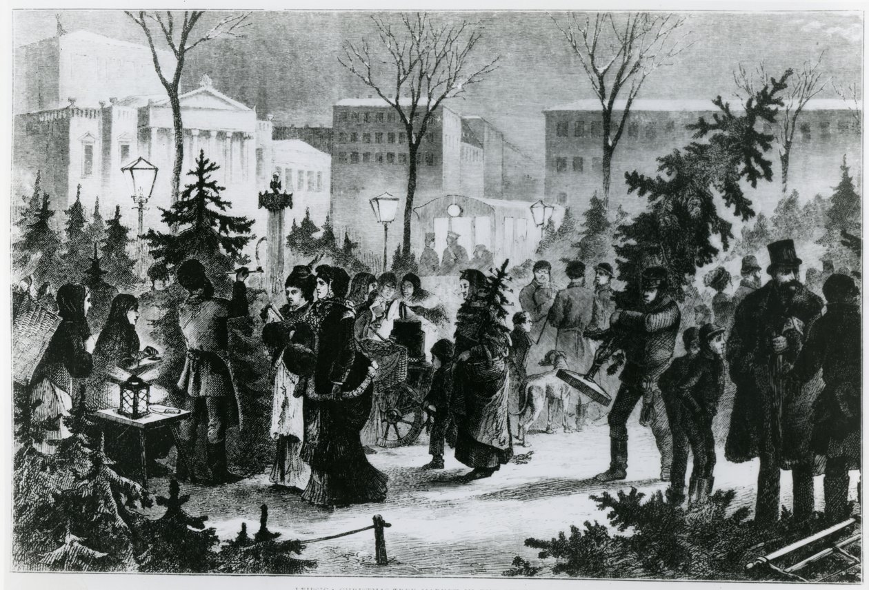 Mercado de árvores de Natal na Augustusplatz, Leipzig de German School