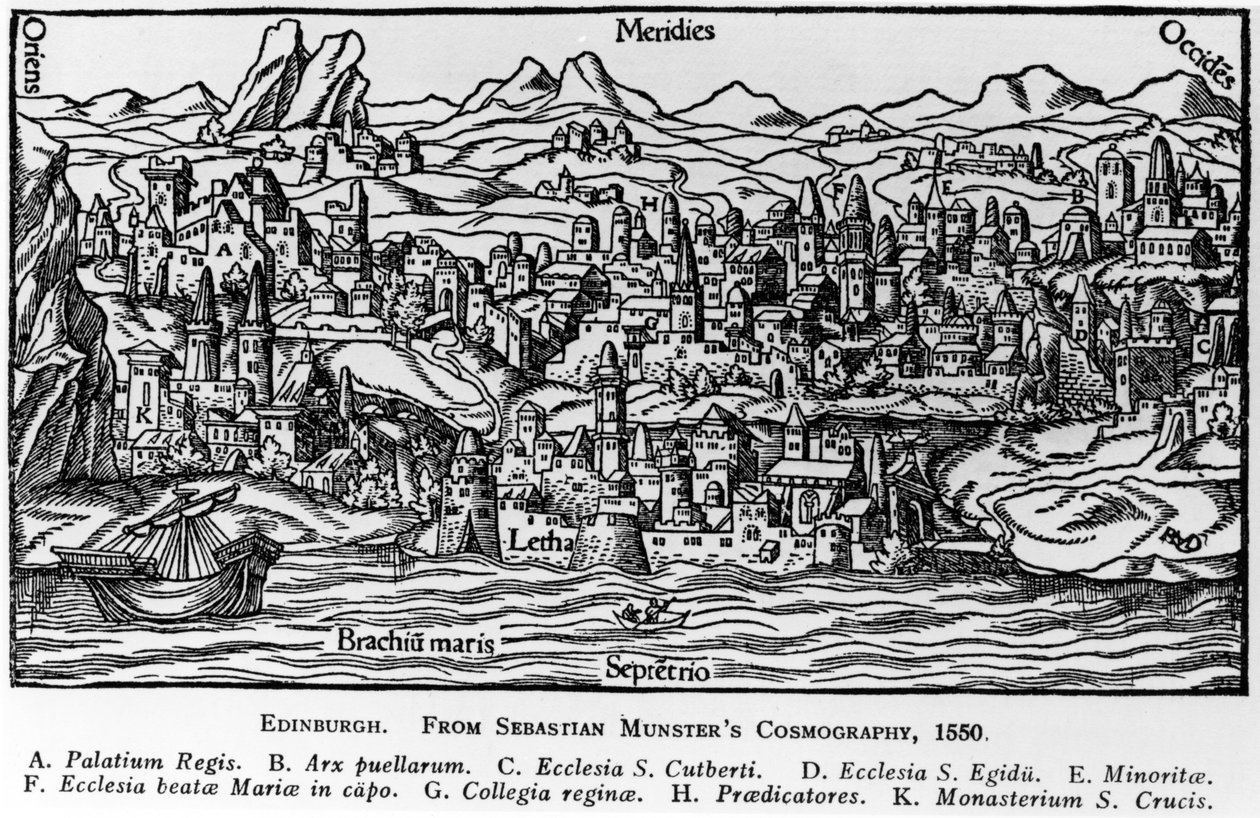 Edimburgo, ilustração de &39;Cosmographia&39; de Sebastian Munster, 1550 de German School