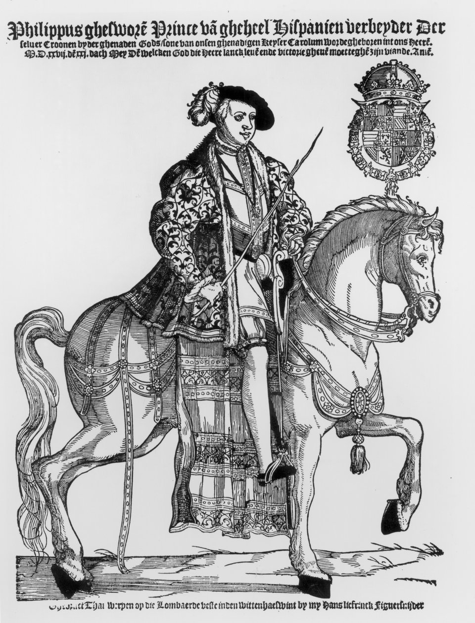 Retrato equestre de Filipe II (1527-98) da Espanha de German School