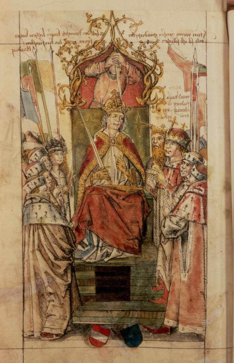 Frederico III cercado pelo príncipe eleitor (tinta no papel) de German School