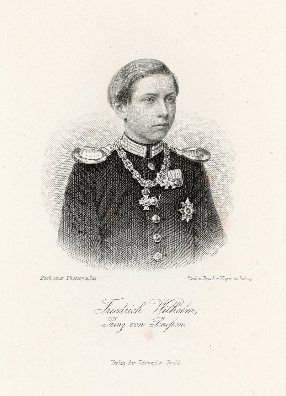 Friedrich Wilhelm, príncipe da Prússia (1859-1941) no "jornal de moda geral", Leipzig, 1872 de German School