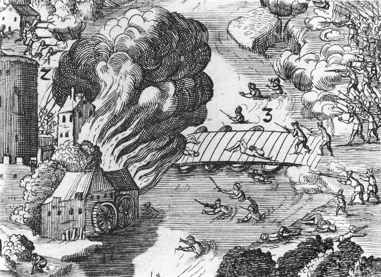 Visão geral da batalha de Muhlberg, detalhe, 24 de abril de 1547 (ver também 217805, 217806, 217807) de German School