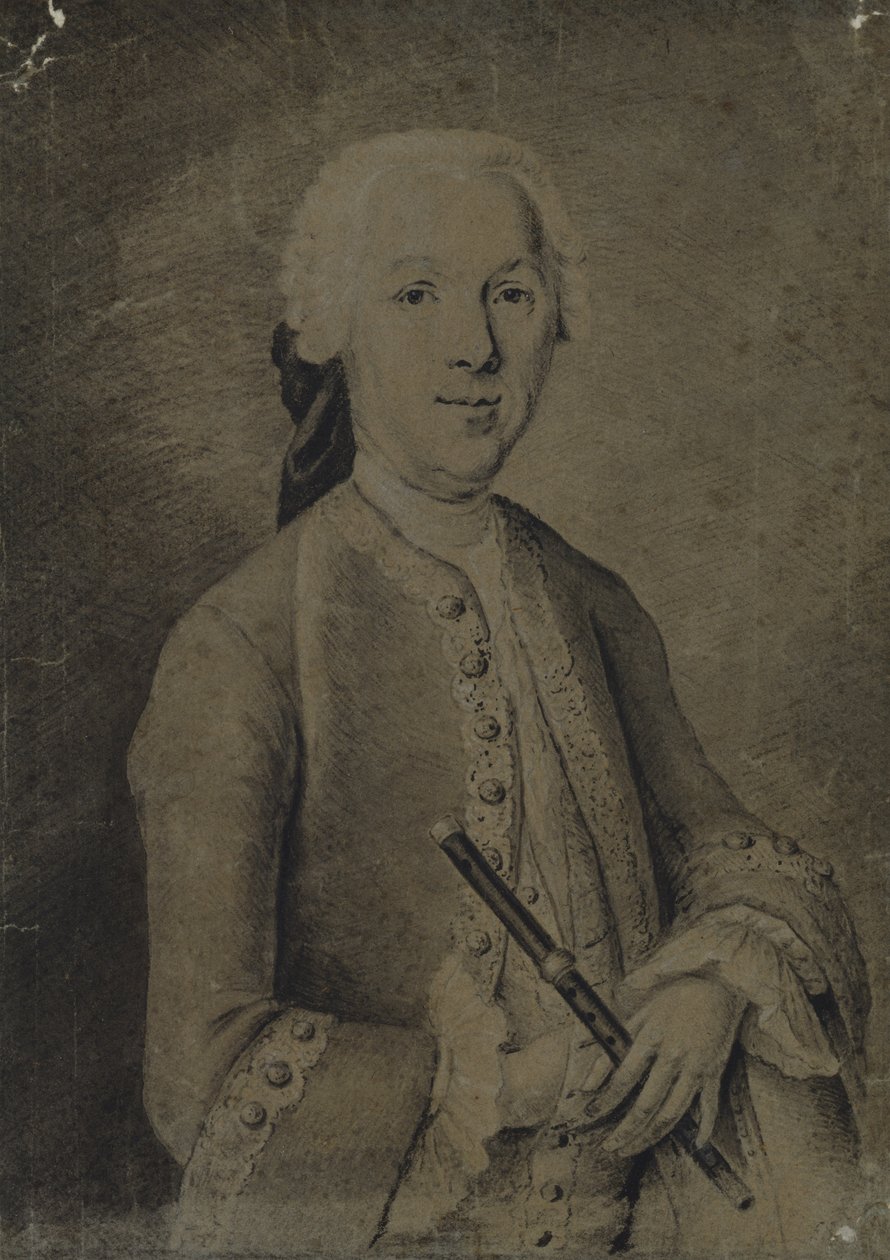 Johann Joachim Quantz (carvão no papel) de German School