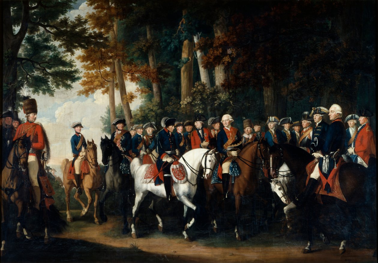 O retorno do rei Frederico II da Prússia de Manoever, c.1785 de German School