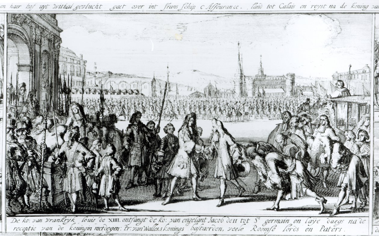 Rei Luís XIV (1638-1715) Recebe James II (1633-1701) em Saint-Germain en-Laye de German School