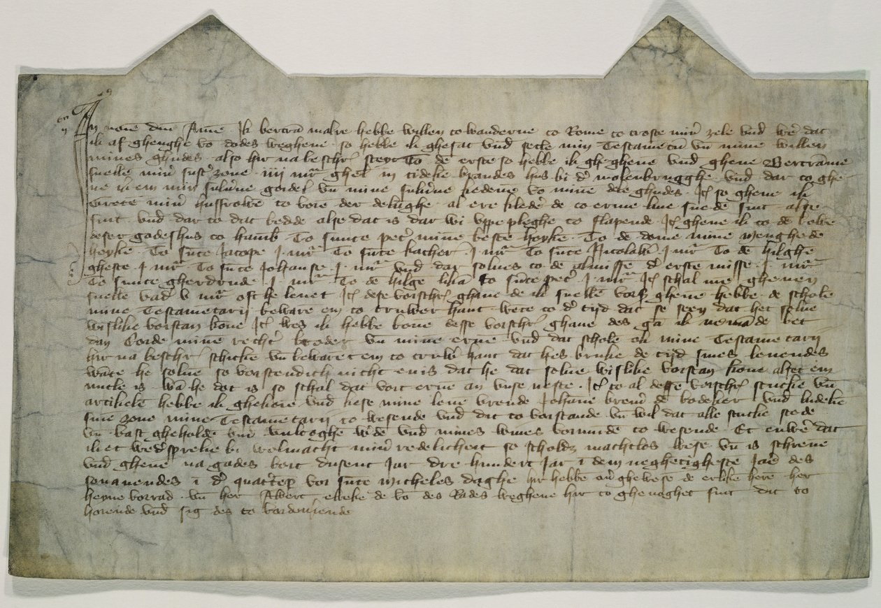 Última vontade e testamento do artista mestre Bertram (c.1345-c.1415) 1390 (tinta em pergaminho) de German School