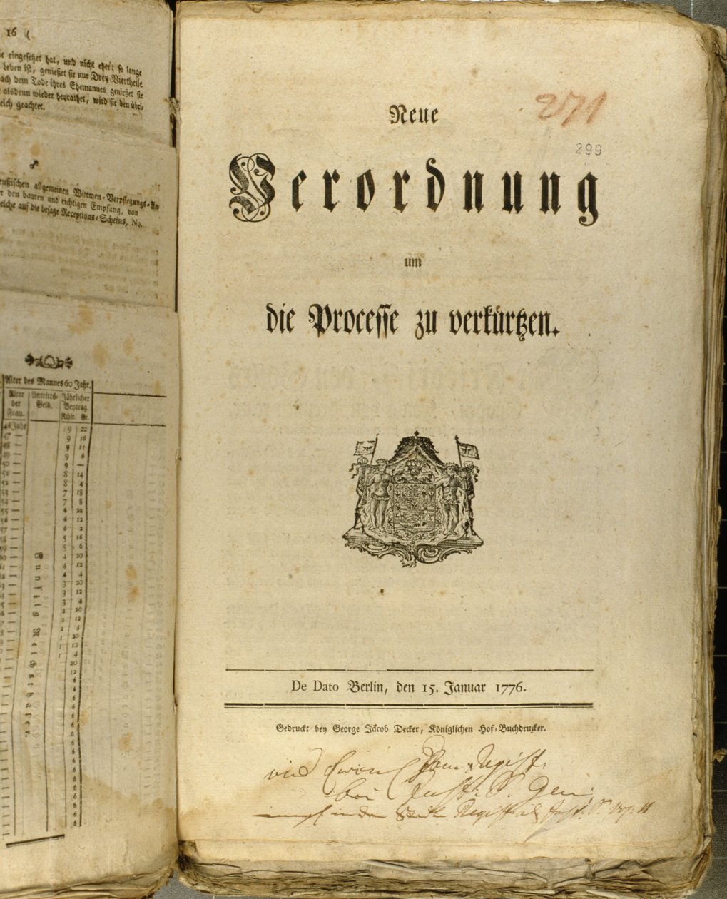 Procedimento Legal de 1776 (impressão) de German School