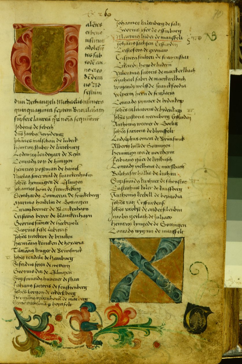 Folha de inscrição de Martin Luther na Universidade de Erfurt, abril de 1501 de German School